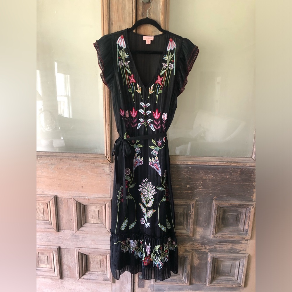 Floral Embroidered Black Dress